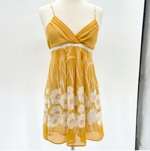 Y2K 2000s Forever 21 ~ Yellow Floral Print Dress ~ Size S